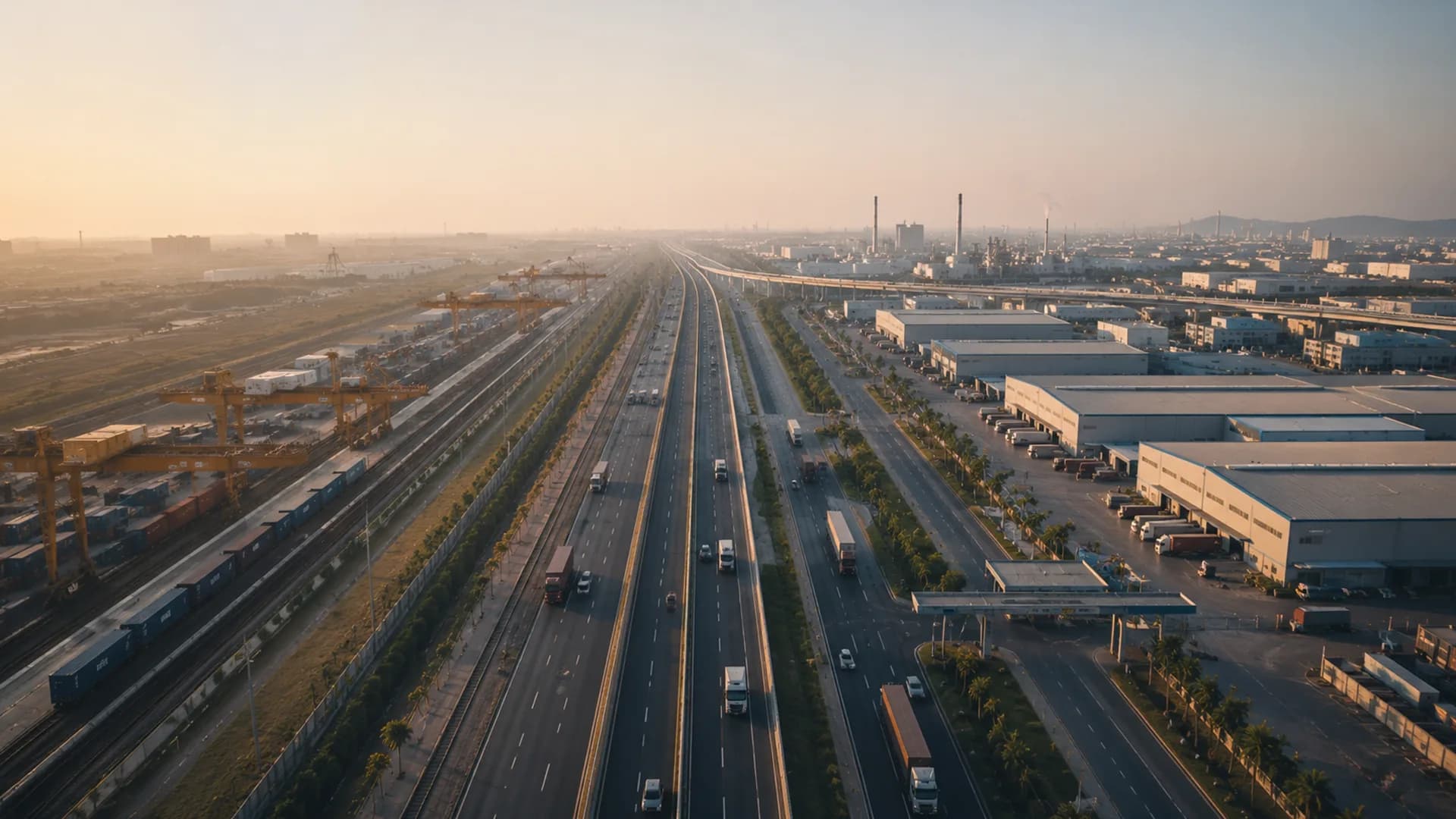Industrial transport corridors connecting markets and manufacturing